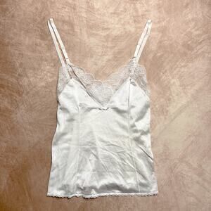 Vintage 90s Vassarette Underneath it All Art Deco Lace Sleeveless Cami Slip Tank